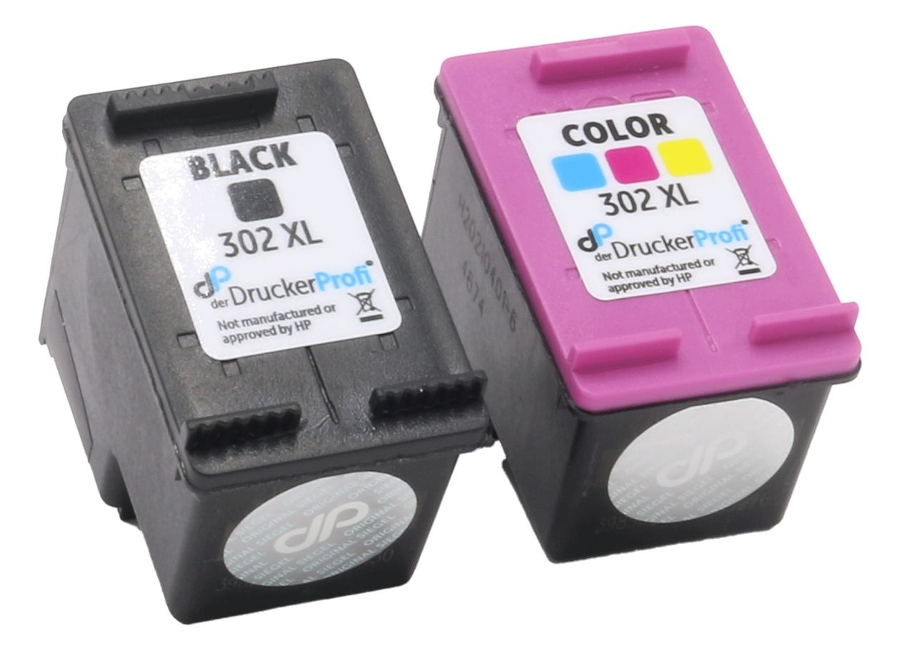 color - zu DruckerProfi XL Der + 302 Kompatibel Multipack HP Tinte schwarz